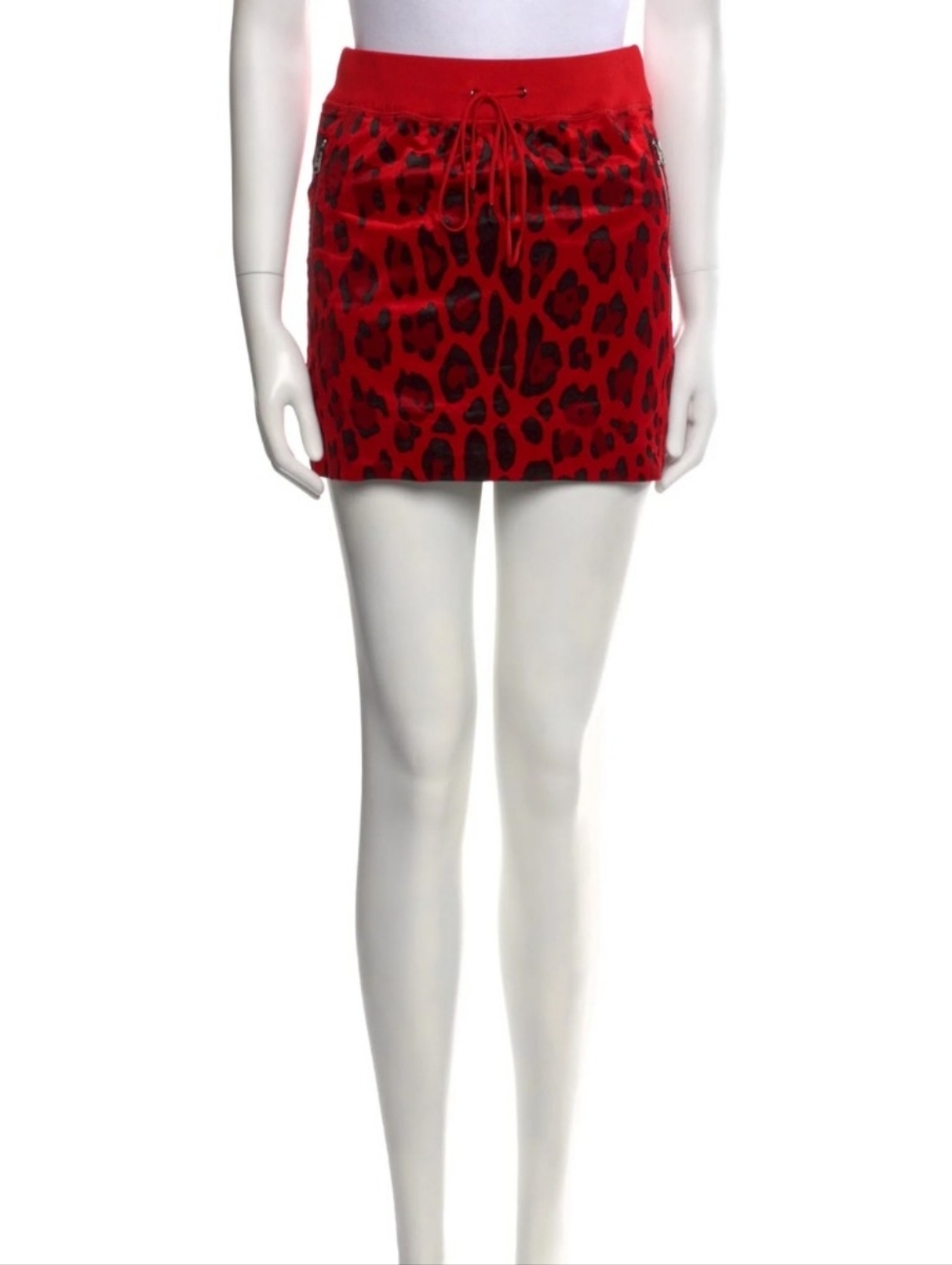 Tom Ford Red and Black Leopard Print Mini Skirt